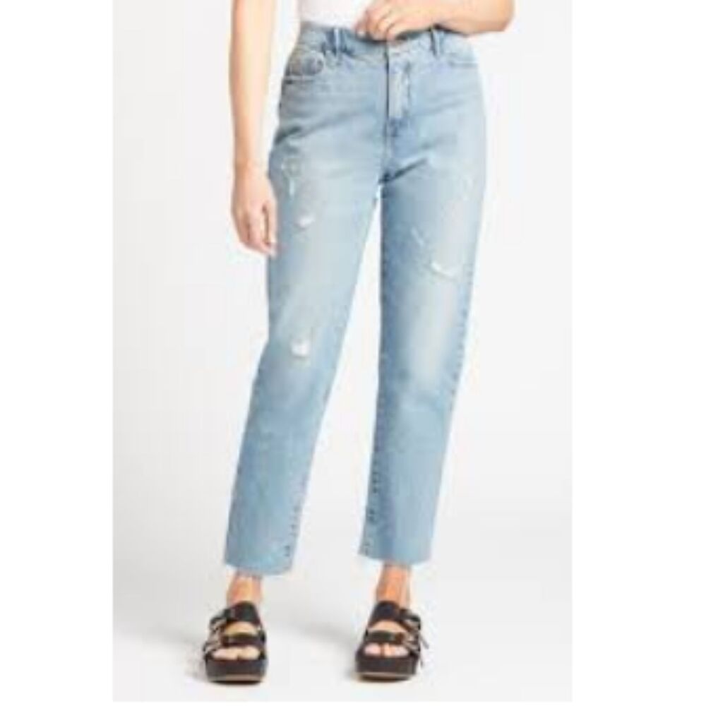 Good American Light Wash Straight Leg Jeans
